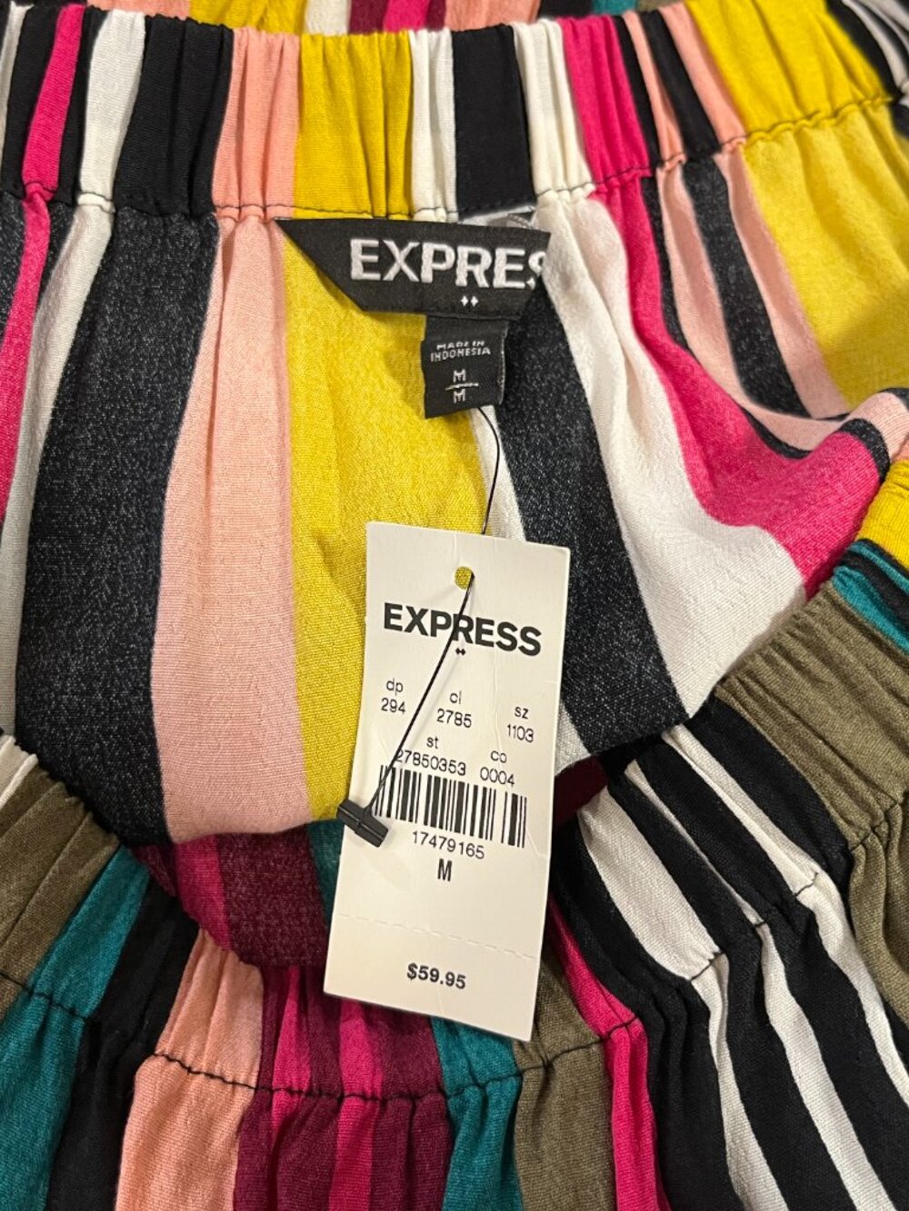 Express Off-Shoulder Multicolor Striped Romper Dress - Size Medium - NWT $59.95 - Picture 2 of 7